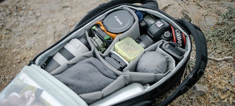 A rucksack containing Toby Smith’s Canon photography kit.