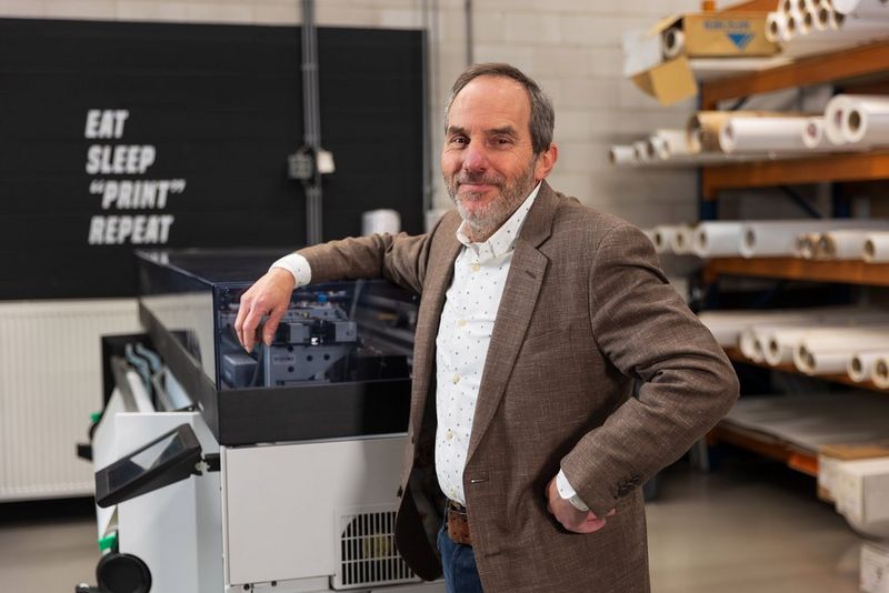 Owner Sticker Company with Colorado UVgel printer