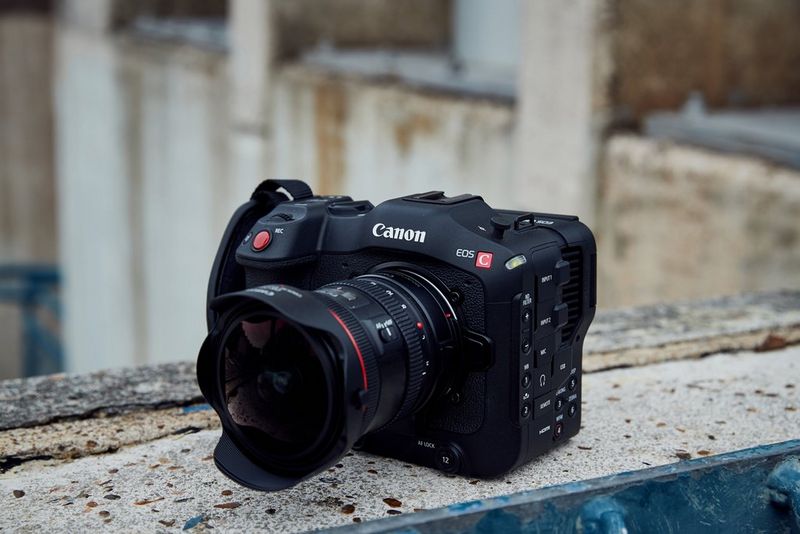 A Canon EOS C70 cinema camera.