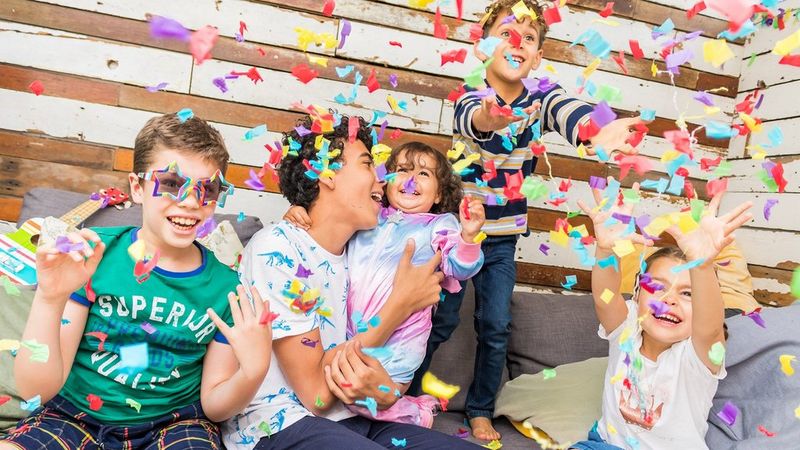 Confetti at Children's party shot using Canon Speedlite EL-100