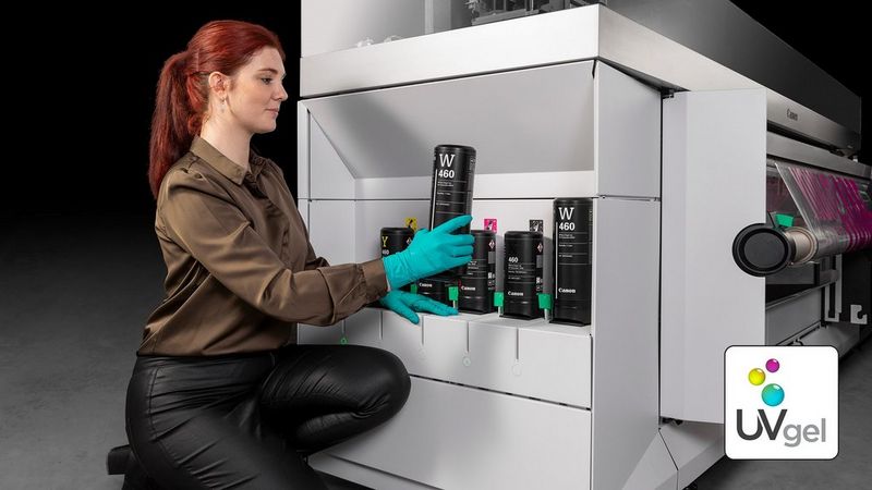 Replacing UVgel consumables in a Canon Colorado printer