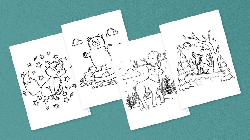 Coloriages d’animaux sur le thème de l’hiver