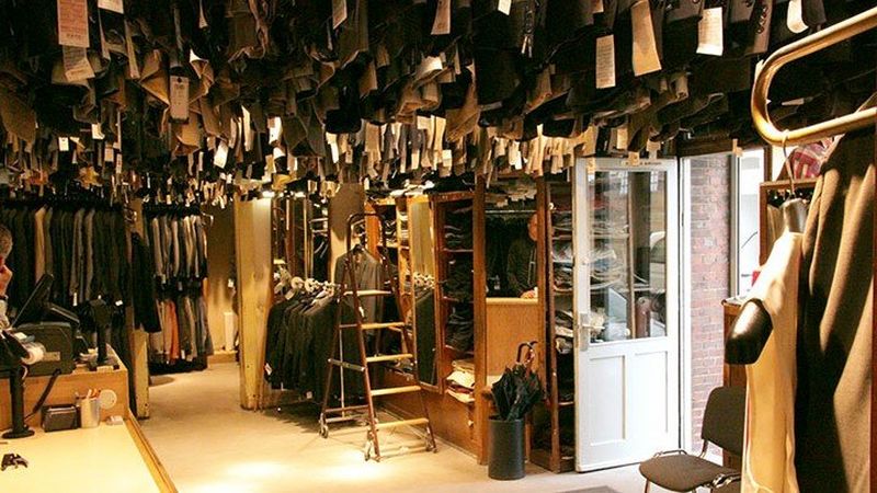 Sales room filled with men's clothing