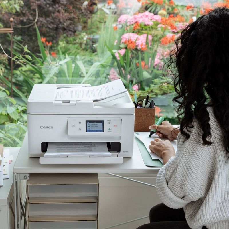 Woman printing wireless printing documents