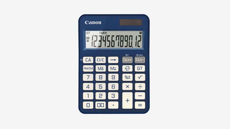 Canon KS-125KB Taschenrechner vor hellem Hintergrund.
