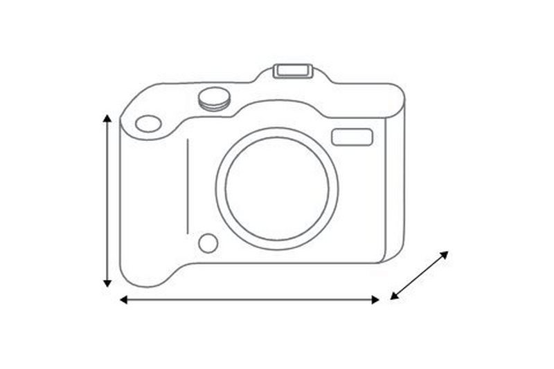 Image showing height, width & depth for Canon EOS R7 Mirrorless Camera Body [UAT - parent]
