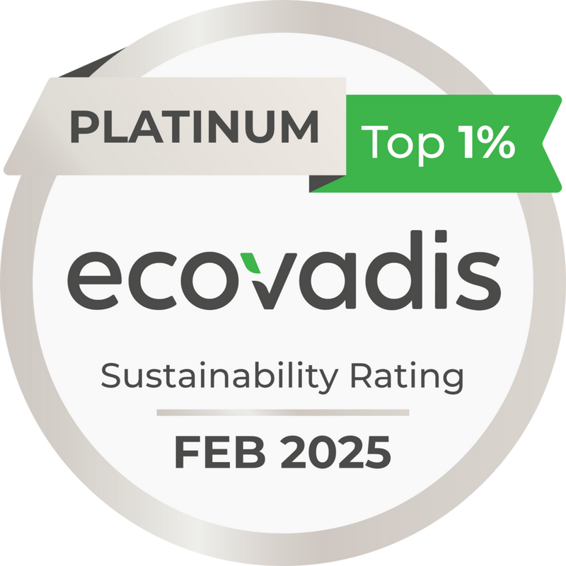 We’ve been awarded the prestigious Platinum rating for our sustainability efforts by global sustainability ratings organisation EcoVadis. This places us in the top 1% of companies assessed globally, with an overall score of 85/100 in the 99th percentile.   The EcoVadis recognition and achievement highlights our strong sustainability commitment and action throughout our global business across crucial areas covering environmental, social and governance criteria.