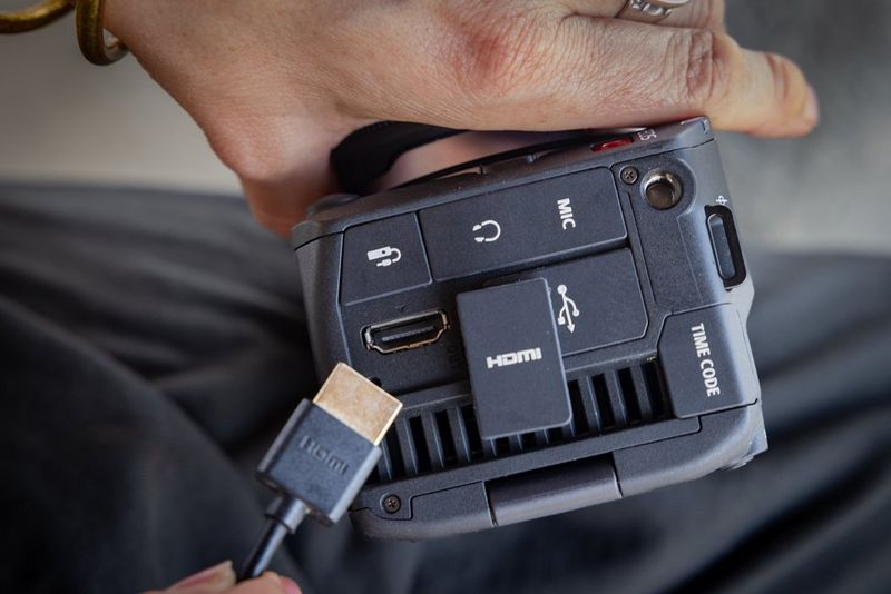 The HDMI slot on a Canon EOS C50 camera.