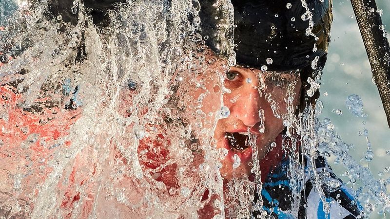 close up of kayaker face