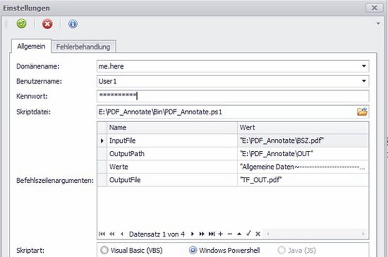 Erweiterte Skriptverarbeitung