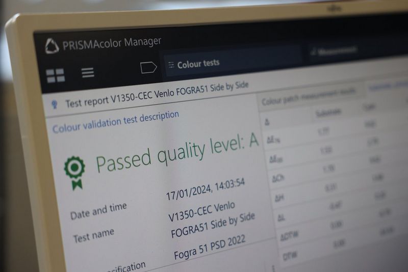 imagePRESS V1350 achieved the highest quality level (‘A’) of FOGRA51 Print Check certification