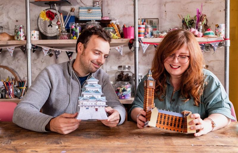 Papieren creaties van bezienswaardigheden