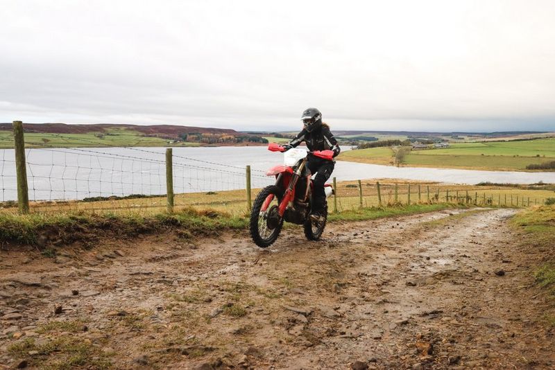 צילום חד של רוכב אופני שטח בתנועה, הרקע והרוכב בפוקוס.