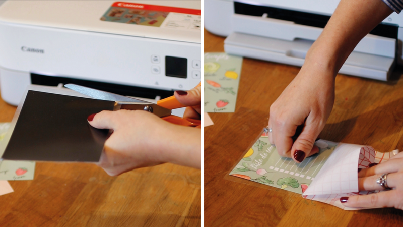 Recouvrir la liste de courses de papier plastique autocollant transparent.