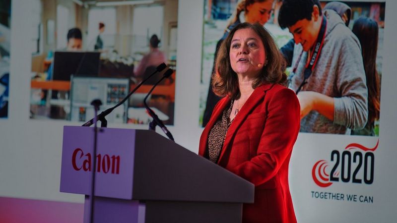 Caroline Price speaking at Canon event