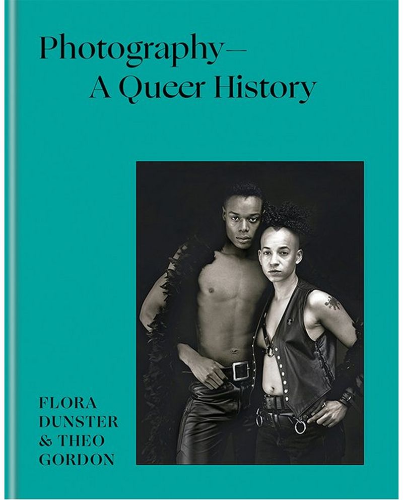 The cover of ‘Photography – A Queer History’ by Flora Dunster & Theo Gordon. It features a photo of a couple wearing leather.