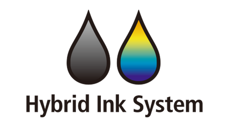 Hybrid ink for sharp text and vivid photos