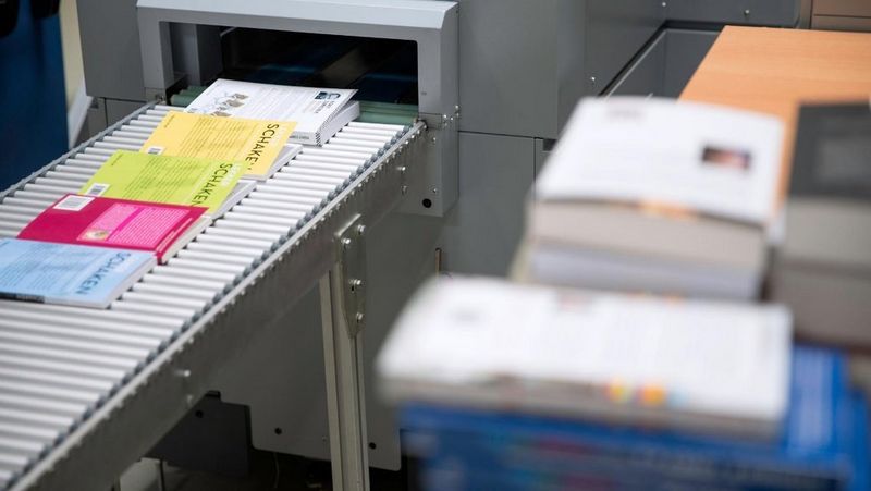 Books coming off production line at CB