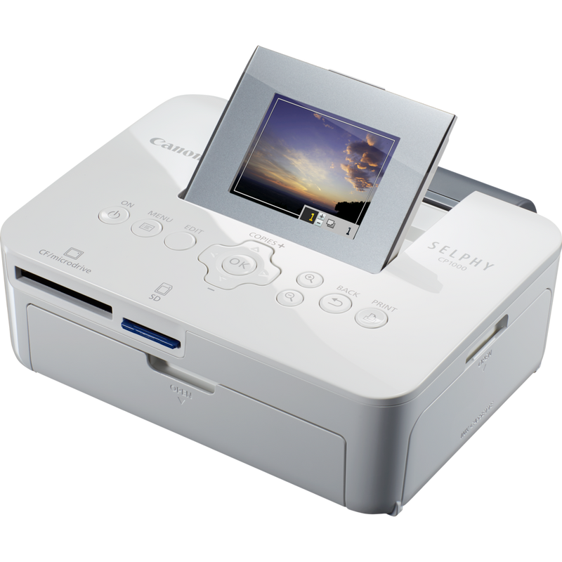 Canon SELPHY CP1000 – Weiß Produkt Ansicht von rechts mit LCD