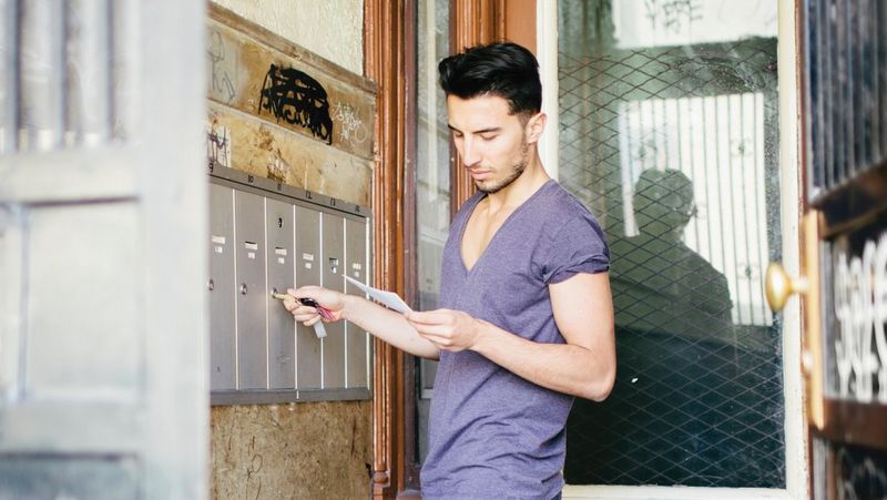 Man at personal postbox 