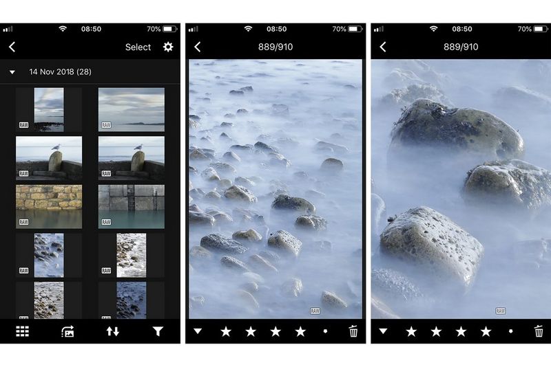 Review the images on the Camera connect app and share the images on your mobile device