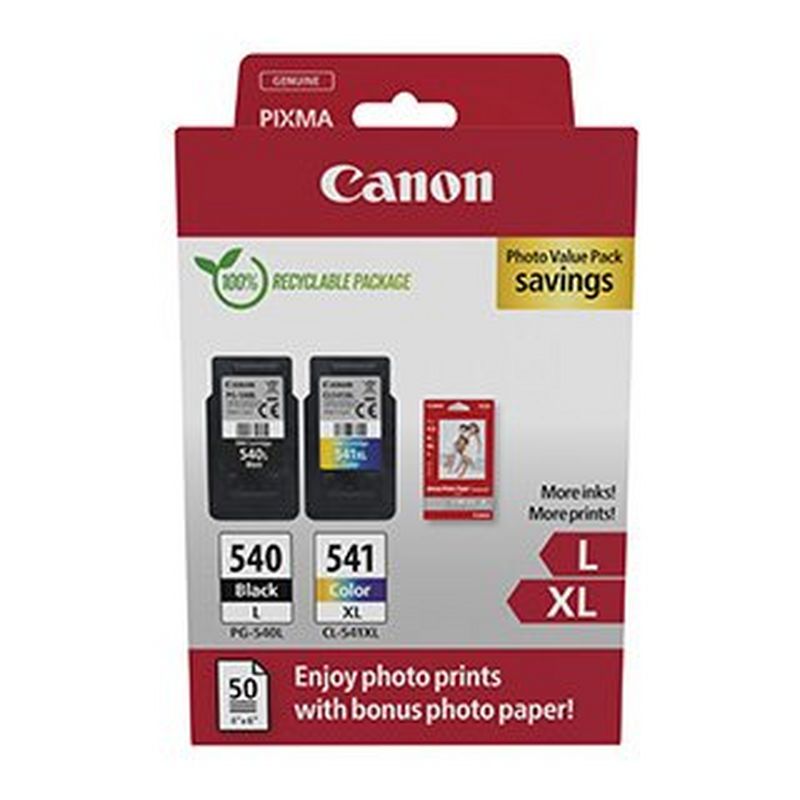 PG-540L & CL-541XL + Photo Paper (Value Pack) [Kit fotografico]