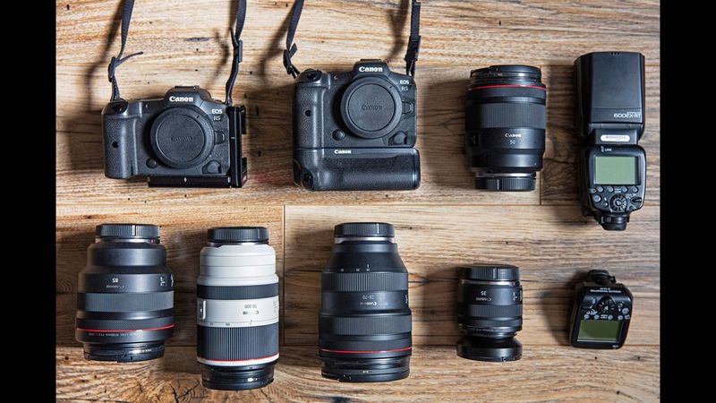 Brent Stirton's kitbag containing Canon cameras, lenses and accessories.