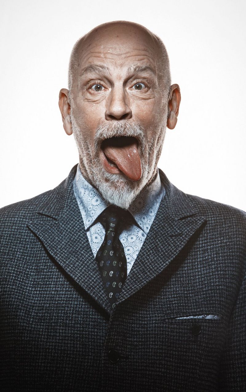 A portrait of actor John Malkovich pulling a face and with his tongue out. Taken on a Canon EOS-1Ds Mark III by Cem Talu.