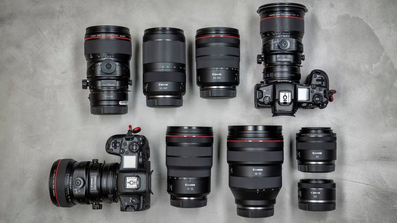 Canon Ambassador Fernando Guerra's kitbag containing Canon cameras and lenses.