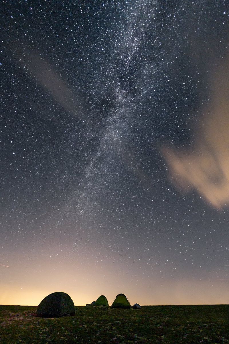 The Milky Way visible above some pitched tents on Mount Olympus in Greece. Taken by Canon Ambassador George Maschalidis.