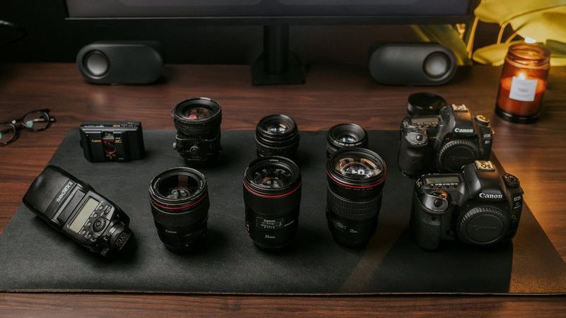  Canon Ambassador Igor Demba's kitbag containing Canon cameras, lenses and accessories.