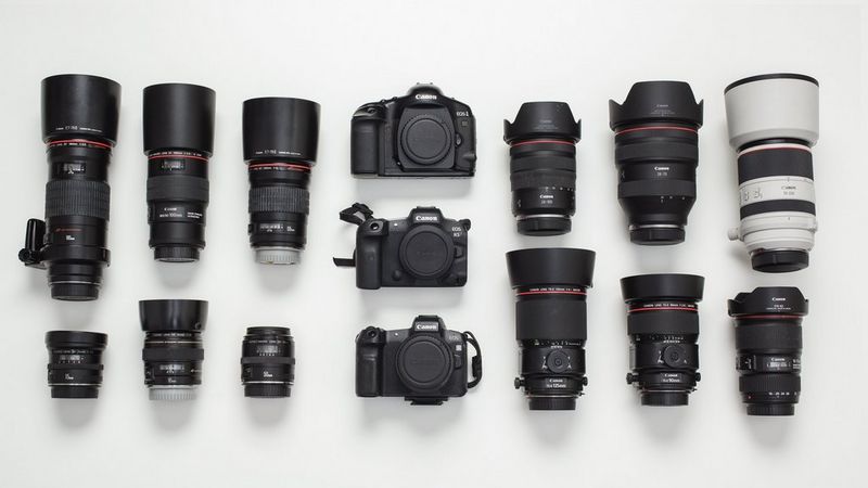 Canon Ambassador Ionut Macri's kitbag containing Canon cameras, lenses and accessories. 