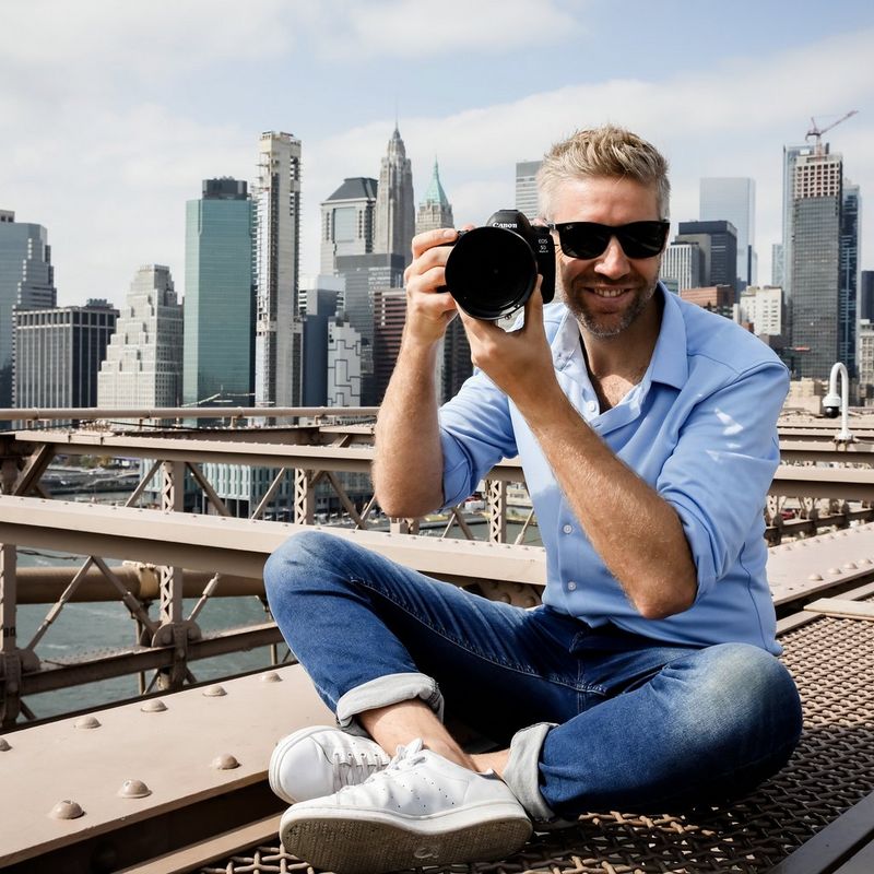 A portrait of Canon Ambassador Julien Laurent-Georges holding a Canon camera.