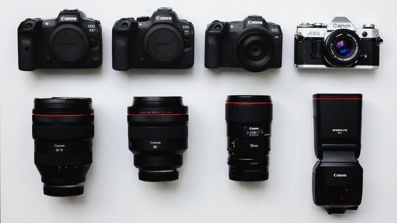 Marisa Martins' kitbag containing Canon cameras, lenses and accessories.