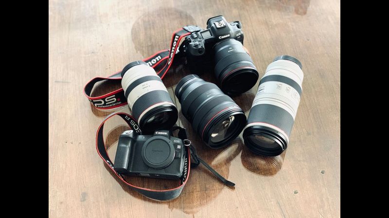Paolo Pellegrin's kitbag containing Canon cameras, lenses and accessories.