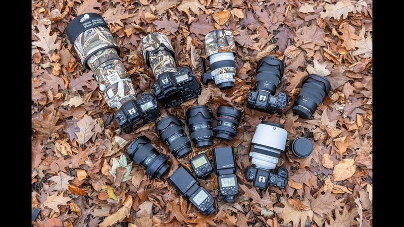 Robert Marc Lehmann's kitbag containing Canon cameras, lenses and accessories.