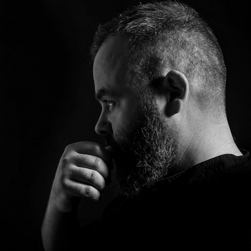 A black and white portrait of Canon Ambassador Valentin Bianchi. 