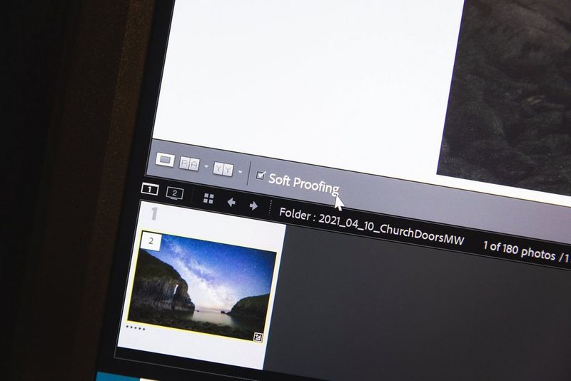 Een close-up van de optie Soft-proofing in Canon's Professional Print & Layout-software.