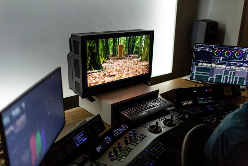 The Canon DP-V3120 monitor in a studio setup.