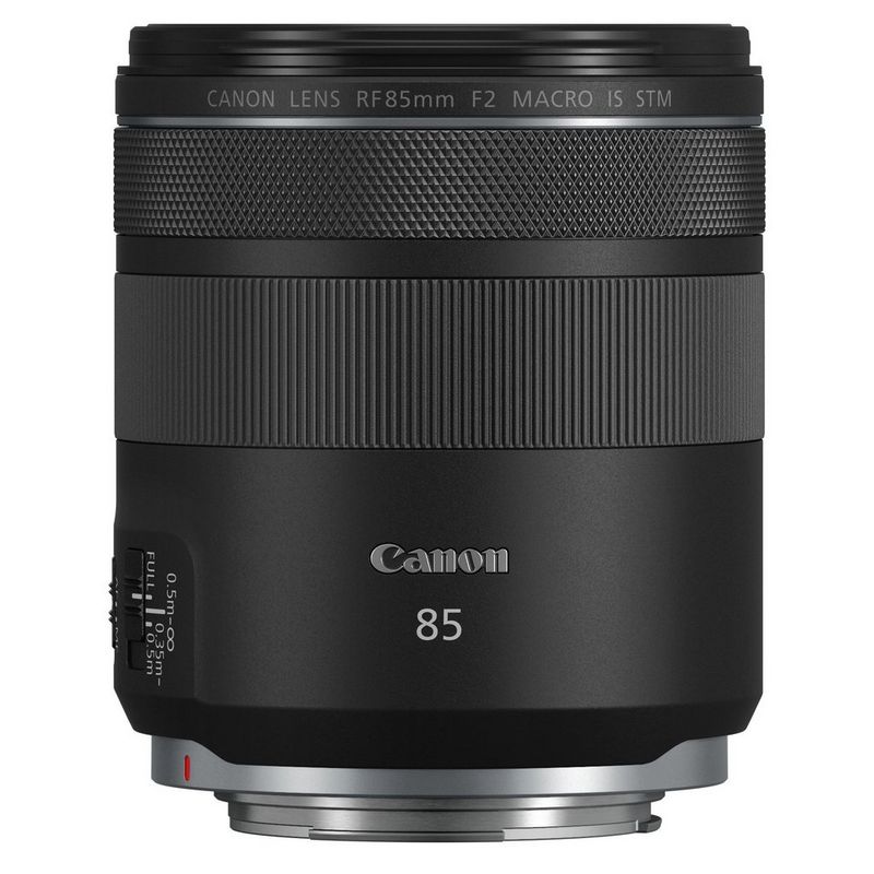 The Canon RF 85mm F2 Macro IS STM lens.