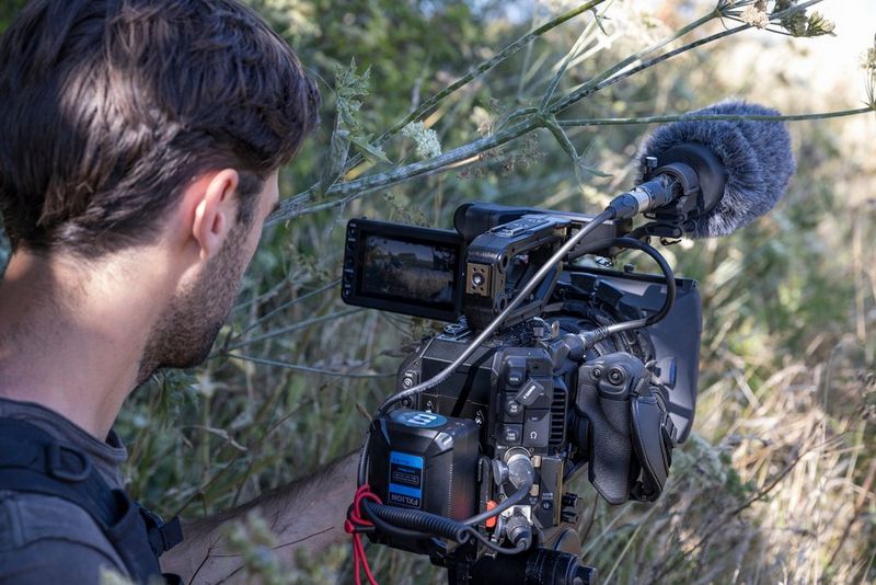 Ben Sherlock filming with the Canon EOS C300 Mark III.