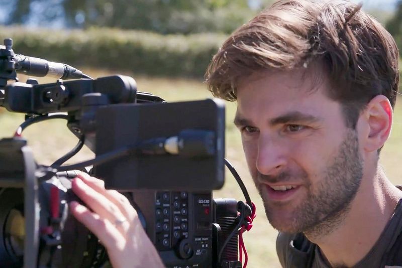 Ben Sherlock films using a Canon EOS C300 Mark III on a tripod.