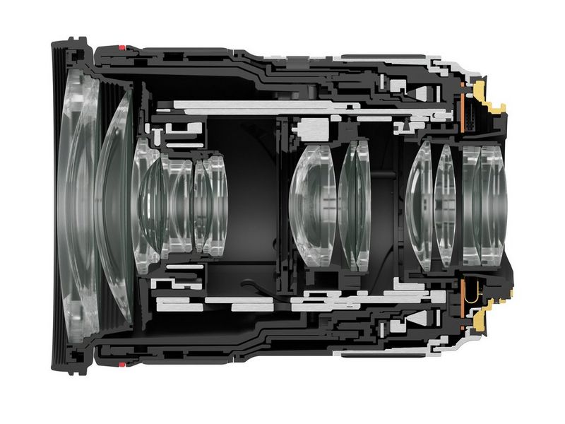 Een dwarsdoorsnede van het Canon EF 24-70mm f/2.8L II USM-objectief.