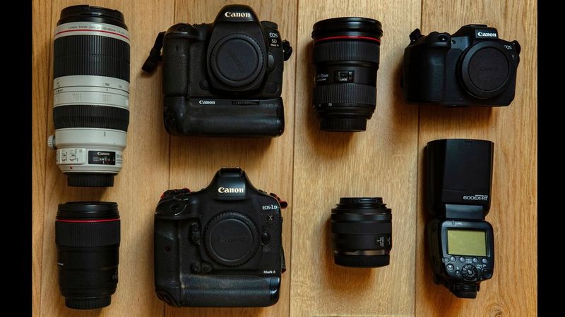 Pascal Maitre's kitbag containing Canon cameras and lenses. 