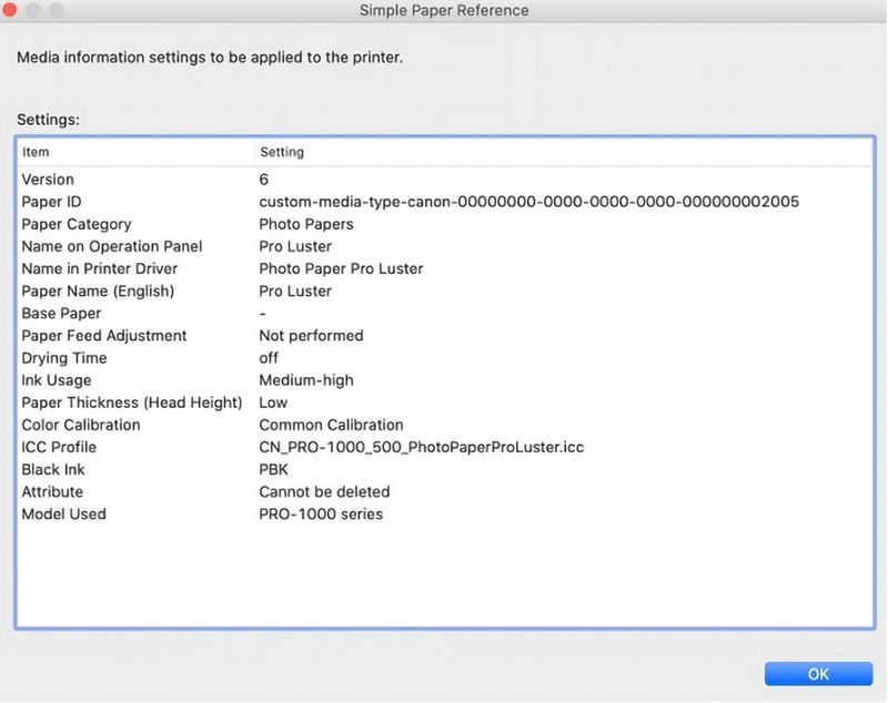 A screenshot of an AM1X file being assigned for a specific paper type.