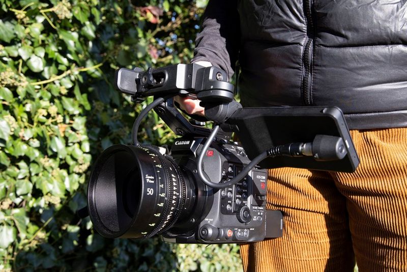 A Canon EOS C500 Mark II with a Canon CN-E50mm T1.3 FP X Sumire Prime lens. 