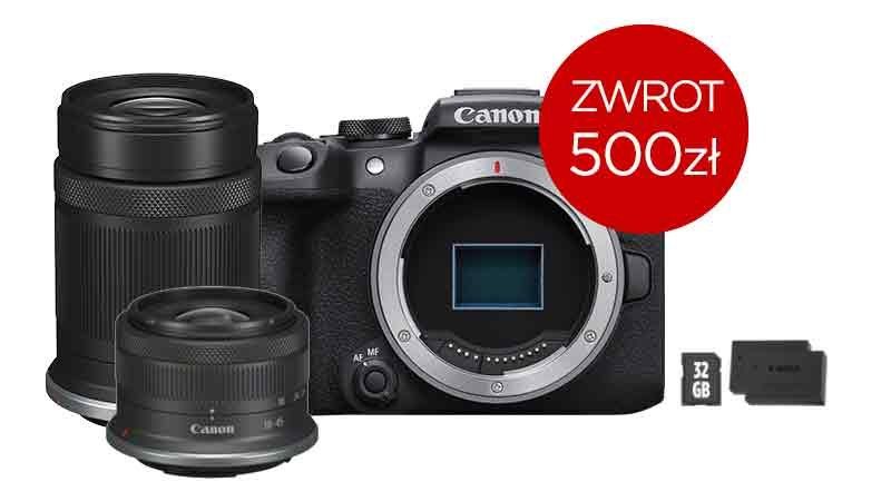 EOS R10 + RF-S18-45mm + RF-S 55-210mm + akumulator + SD