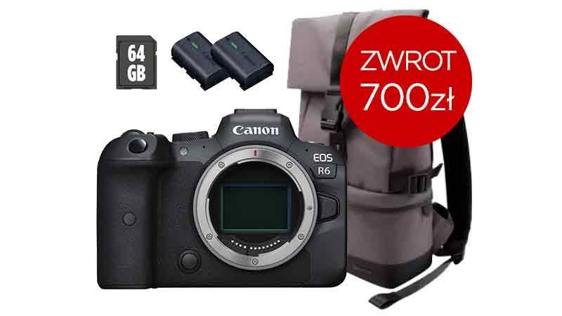 EOS R6 Mark II + plecak +zapasowy akumulator + SD