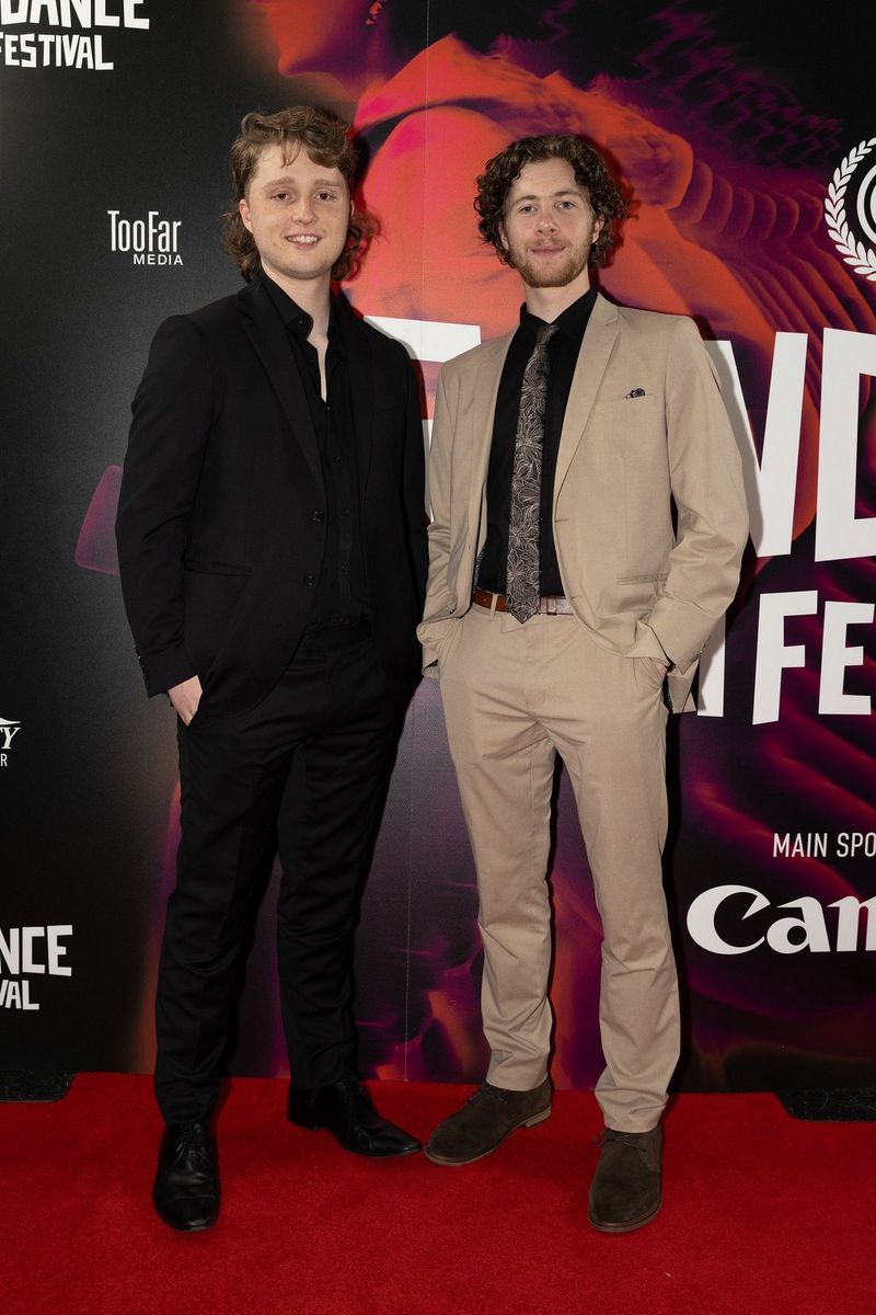 Rupert Evans and Matt Michalik on the red carpet at the 2026 Raindance Film Festival opening night