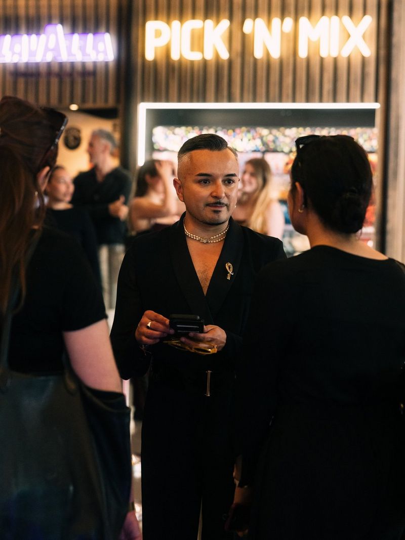 David Martinez, BAFTA member and CASA Latin American Arts Festival trustee, talking to two guests at Raindance Film Festival 2026